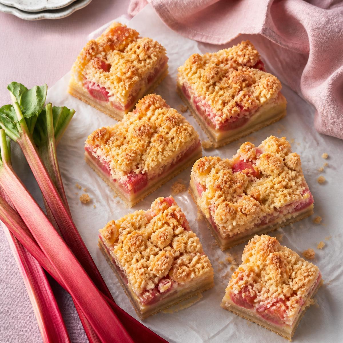 Rhubarb & Custard Crumble Slice